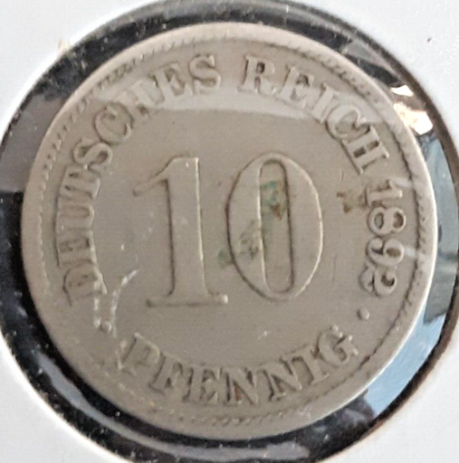 [196529455738] Imperial Germany 10 Pfennig 1892-A coin circulated condition