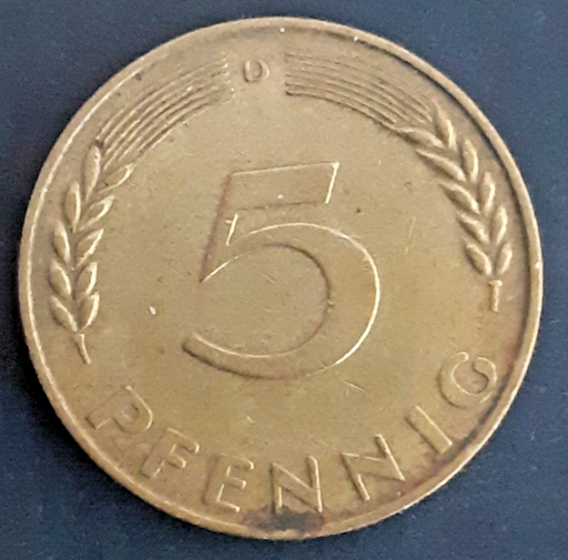 [196529466410] Germany 5 Pfennig 1950-D coin circulated condition