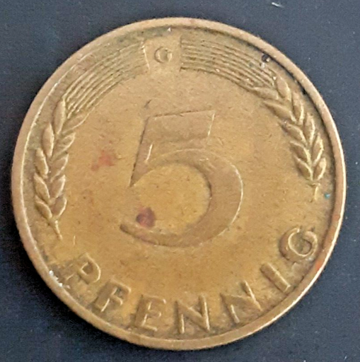 [196529472133] Germany 5 Pfennig 1950-G coin circulated condition