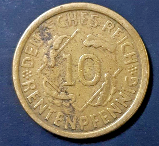 [196529490249] Germany 10 Pfennig 1924-A coin circulated condition