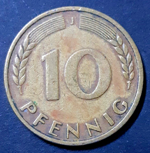 [196529513266] Germany 10 Pfennig 1949-J coin circulated condition