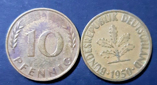 [196529518522] Germany 10 Pfennig 1950-D coin circulated condition
