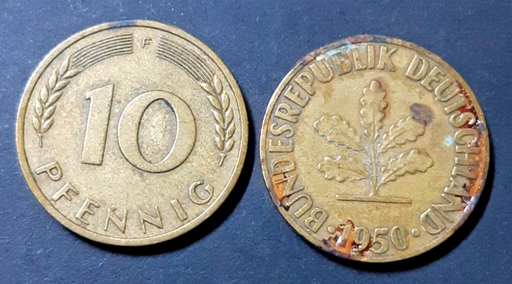 [196529521237] Germany 10 Pfennig 1950-F coin circulated condition