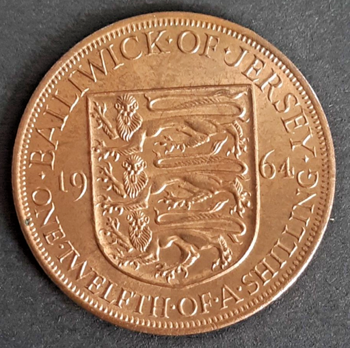 [196679641376] Islands of Jersey 12th of a shilling 1964 coin nice circulated condition rare