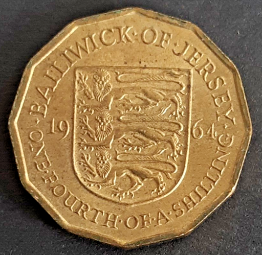 [196679645804] Islands of Jersey 1/4 shilling 1964 coin nice circulated condition rare