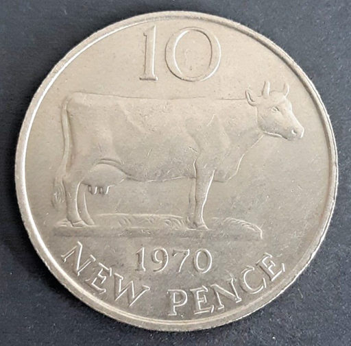 [196679663448] Guernsey 10 pence 1970 lightly circulated coin condition rare