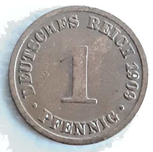 [196679820355] Imperial Germany 1 Pfennig 1909-A coin nice circulated condition