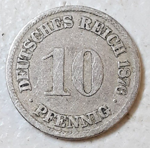 [196680170043] Imperial Germany 10 Pfennig 1876-A coin circulated condition