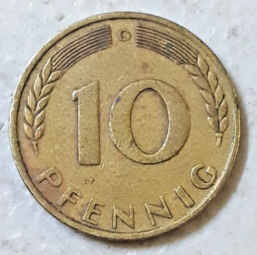 [196680229981] Western Germany 10 Pfennig 1950-G coin circulated condition