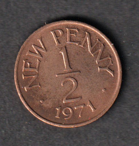 [197285129027] Guernsey 1/2 penny 1971 coin low mintage lightly circulated