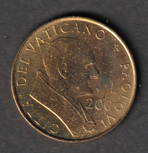 [197285379227] Vatican City 200 Lire 2001 coin uncirculated condition low mintage Paul VI