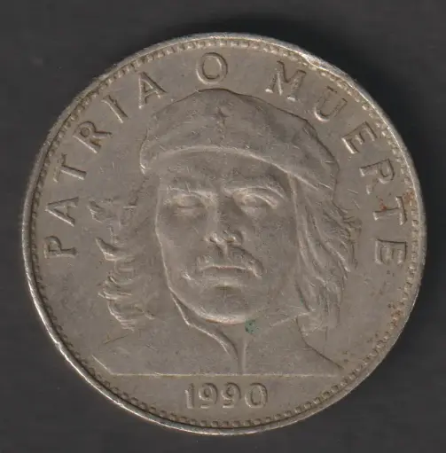 Cuba 3 pesos 1990 coin circulated condition Che Guevera