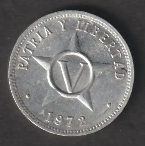 Cuba 5 pesos 1972 coin lightly circulated condition