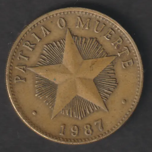 Cuba 1 peso 1987 coin lightly circulated condition