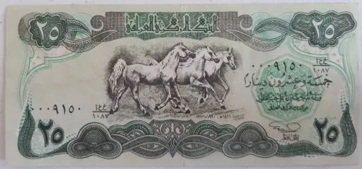 Iraq 25 Dinars 1990 banknote circulated condition