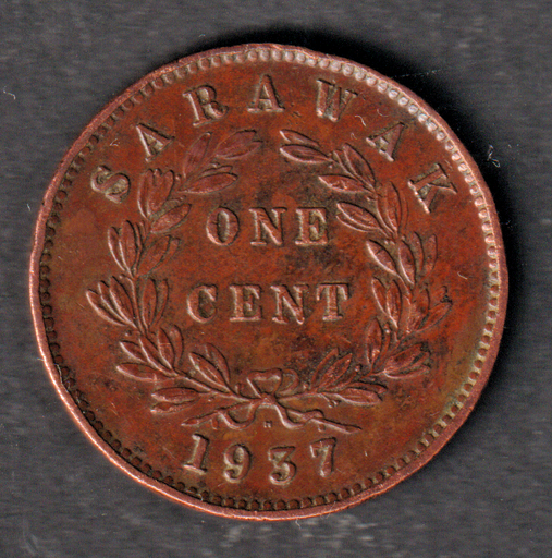 [197169039613] Sarawak one 1 cent 1937 coin great circulated condition