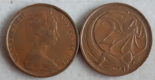 [197169868899] Australia 1968 2 cents 2c low mintage coin great circulated condition rare