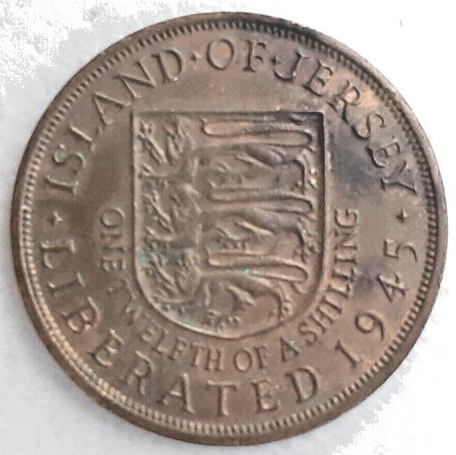 [196537051704] Jersey 1954 1/12 Shilling commemorative copper coin