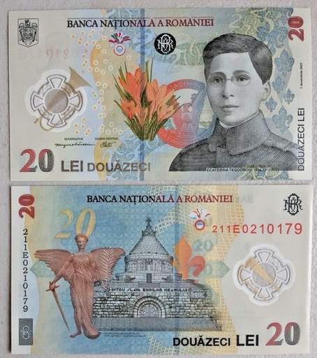 [195264603713] Romania 2021 20 Lei polymer commemorative banknote uncirculated P-126