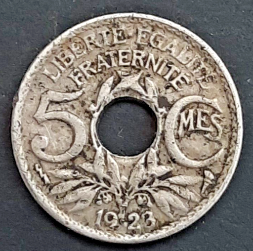 [196542539949] France 1923 5 centimes coin thunderbolt mintmark circulated condition rare