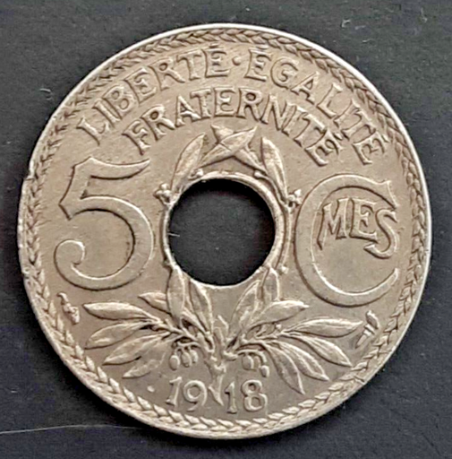 [196542558497] France 1918 5 centimes coin thunderbolt mintmark circulated condition