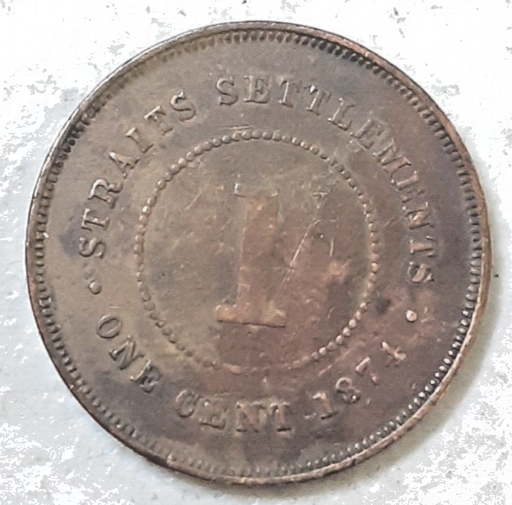 [196697264785] Straits Settlements 1874 1 Cent coin nice circulated condition