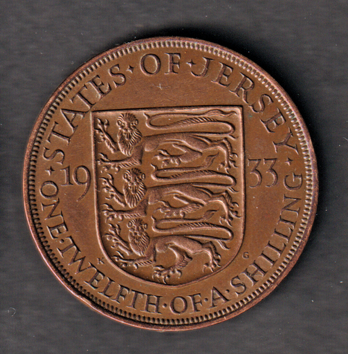 [197182705304] Jersey 1933 1/12 Shilling coin almost uncirculated condition