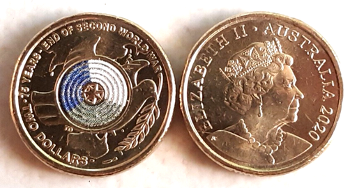 [196382589591] Australia 2020 End of WWII $2 two dollars coin uncirculated from mint bags
