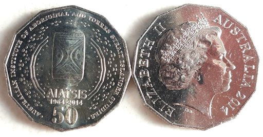 [196382633273] Australia 2014 AIATSIS 50c fifty cents coin uncirculated ex-cotton & co roll