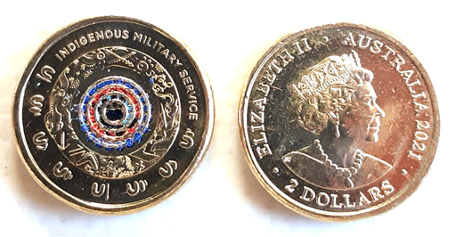 [196231348162] Australia 2021 $2 Indigenous Service coin uncirculated ex cotton & co roll