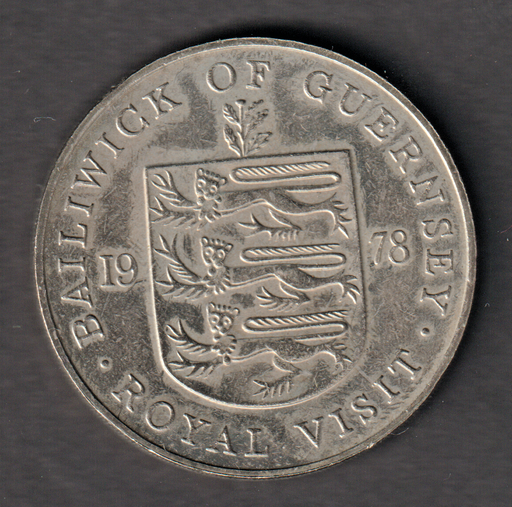 [197184394442] Guernsey 25 pence 1978 Royal Visit commemorative coin low mintage
