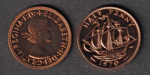 [197184531189] Great Britain half penny 1970 proof coin limited 750K mintage