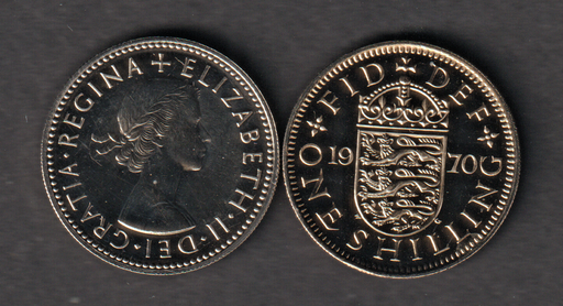 [197184576121] Great Britain English Shield Shilling 1970 proof coin limited 750K mintage