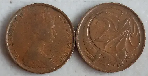[196744340095] Australia 1968 2 cents 2c low mintage coin great circulated condition rare