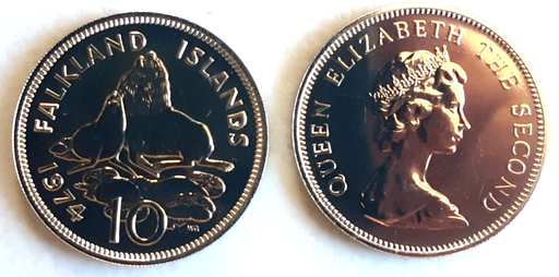 [196231490484] Falkland Islands 1974 10 pence coin uncirculated