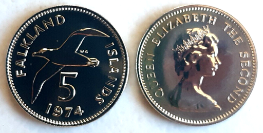 [196231500663] Falkland Islands 1974 5 pence coin uncirculated