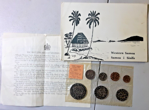 [196547200483] Western Samoa 1967 7 coin set uncirculated with certificate