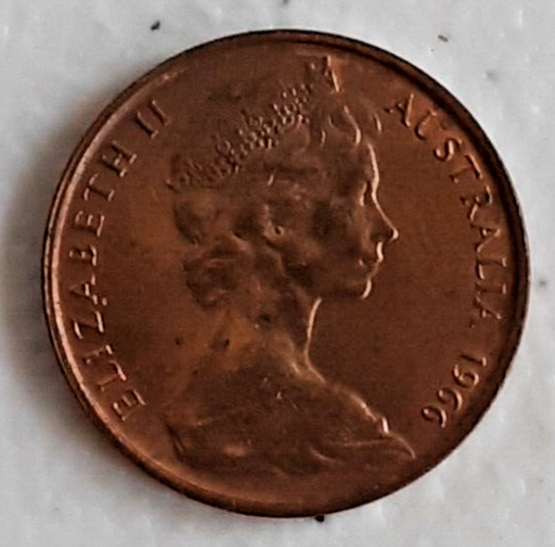[196935810549] Australia 1966 2 cents 2c red brown (RB) coin circulated condition scarce