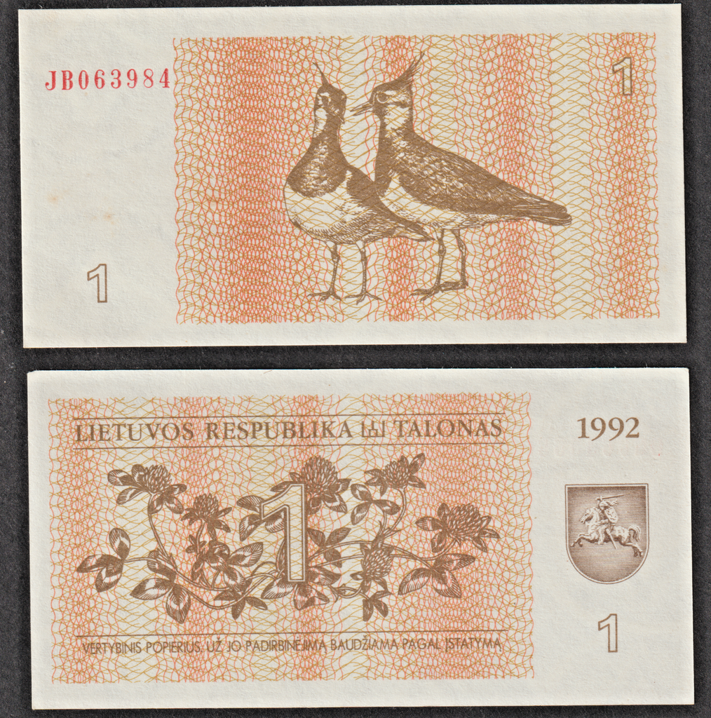 Lithuania 1 Talonas 1992 series banknote uncirculated
